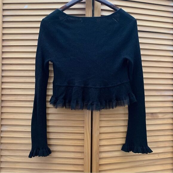 Urban outfitters Black Tie Crop Cardigan Medium - Picture 5 of 6